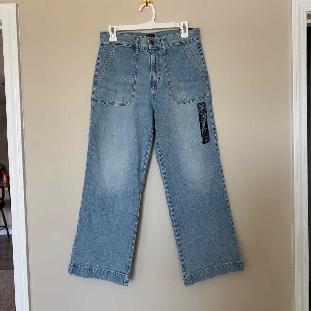 J.Crew Wide-Leg Crop Jeans Light Wash All-Day Stretch Utility CI769 Size 28